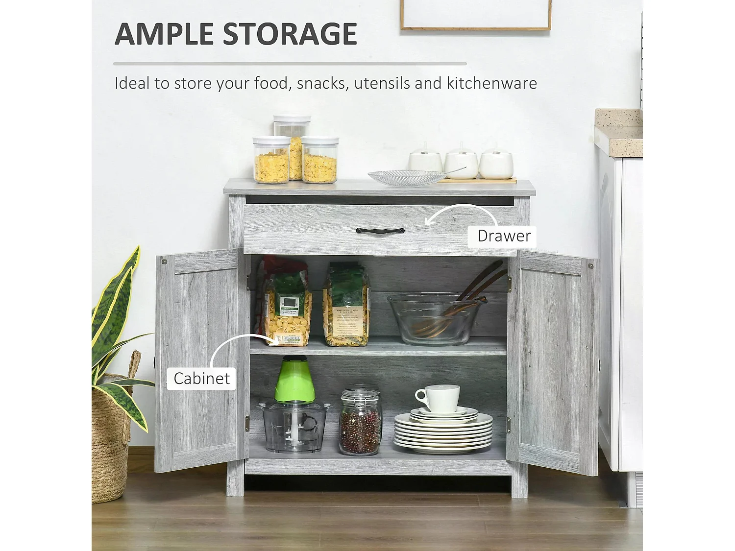 Toro Noyo Grey Grain Farmhouse Sideboard with Sliding Barn Doors