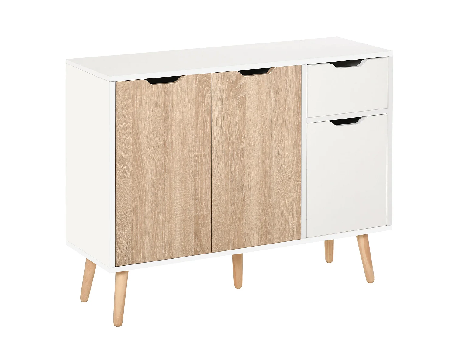 Surinam Natural Wood Effect Sideboard 2 Doors 3 Drawers 90 x 30 x 72cm