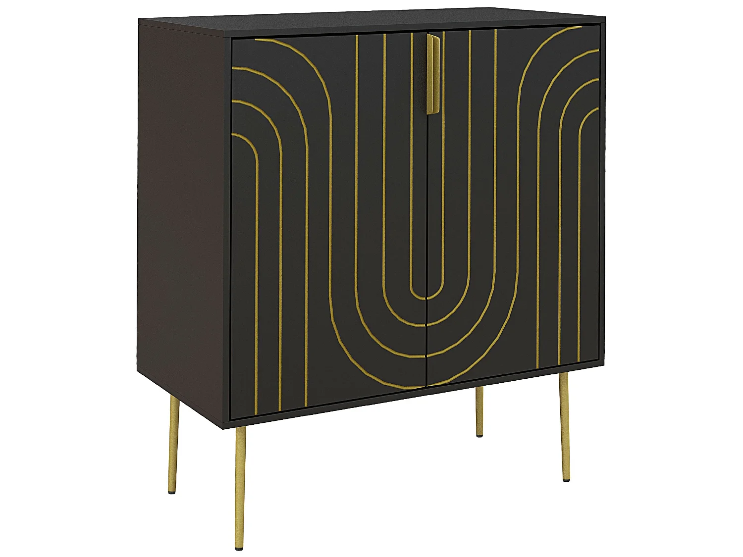 Mose Black and Gold Art Deco Sideboard 2 Doors