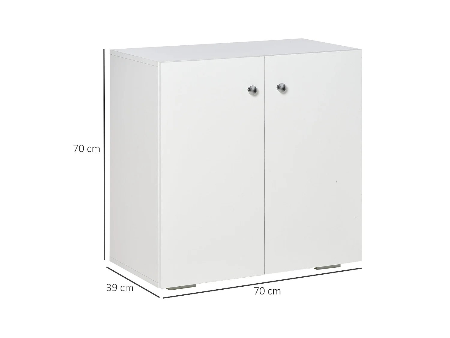 Cosofi White Freestanding Storage Cabinet 2 Doors 2 Shelves 70x70x39cm