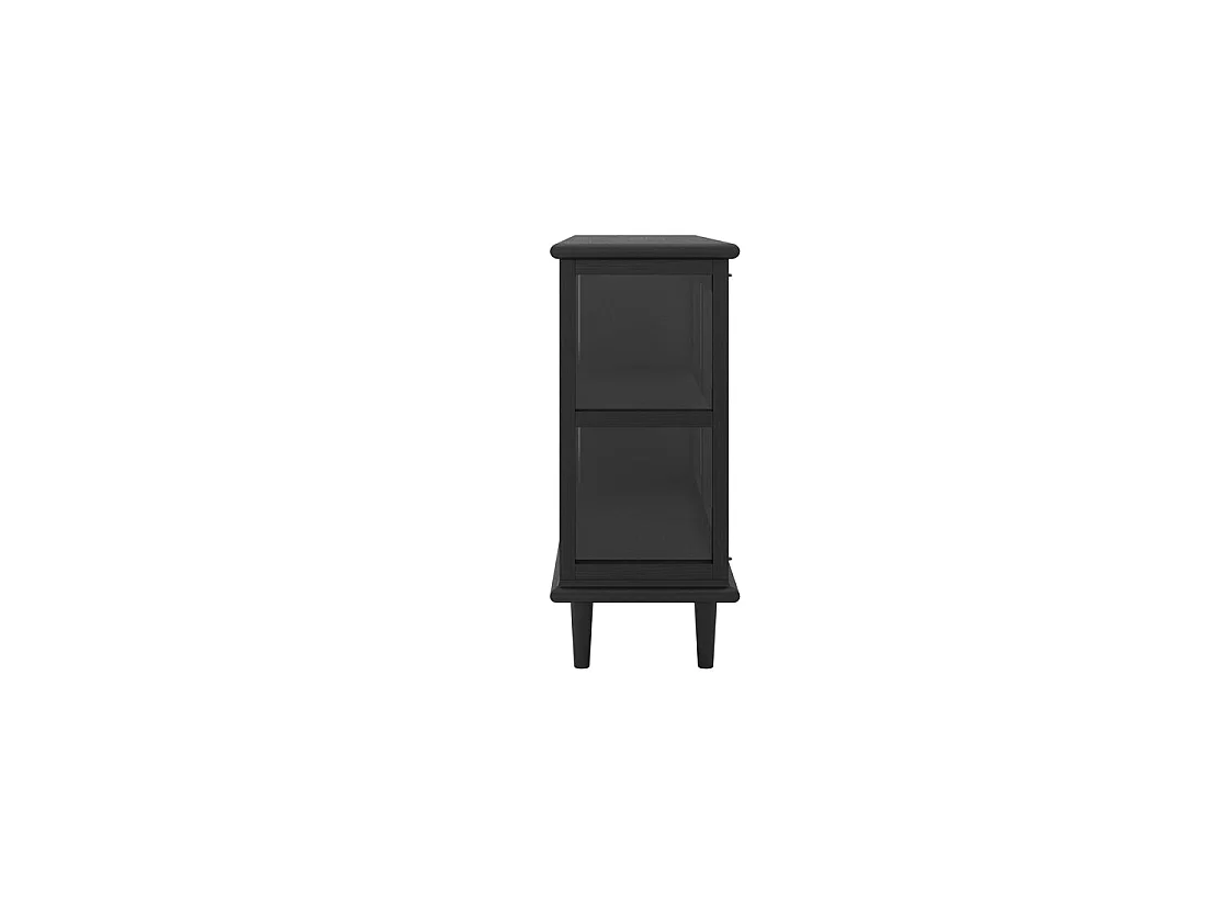 Honley 3 Door Black Wood Sideboard with Glass Panels