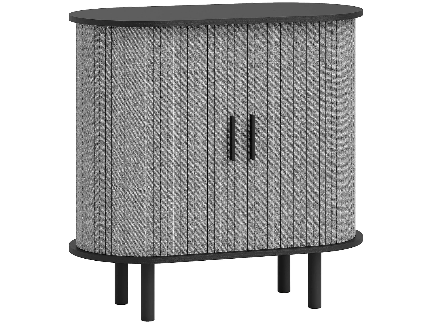 Rafa Vela Grey Tambour Sideboard Fluted Sliding Doors Wooden Legs