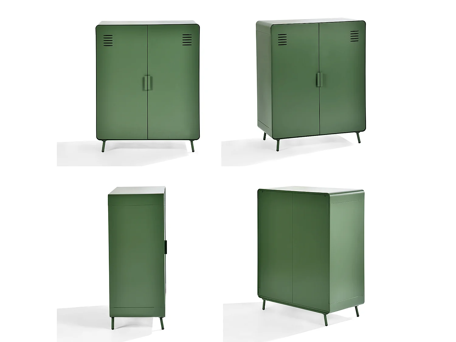 WALNUT - Armoire métallique industrielle 2 portes avec 3 niveaux de rangement en vert