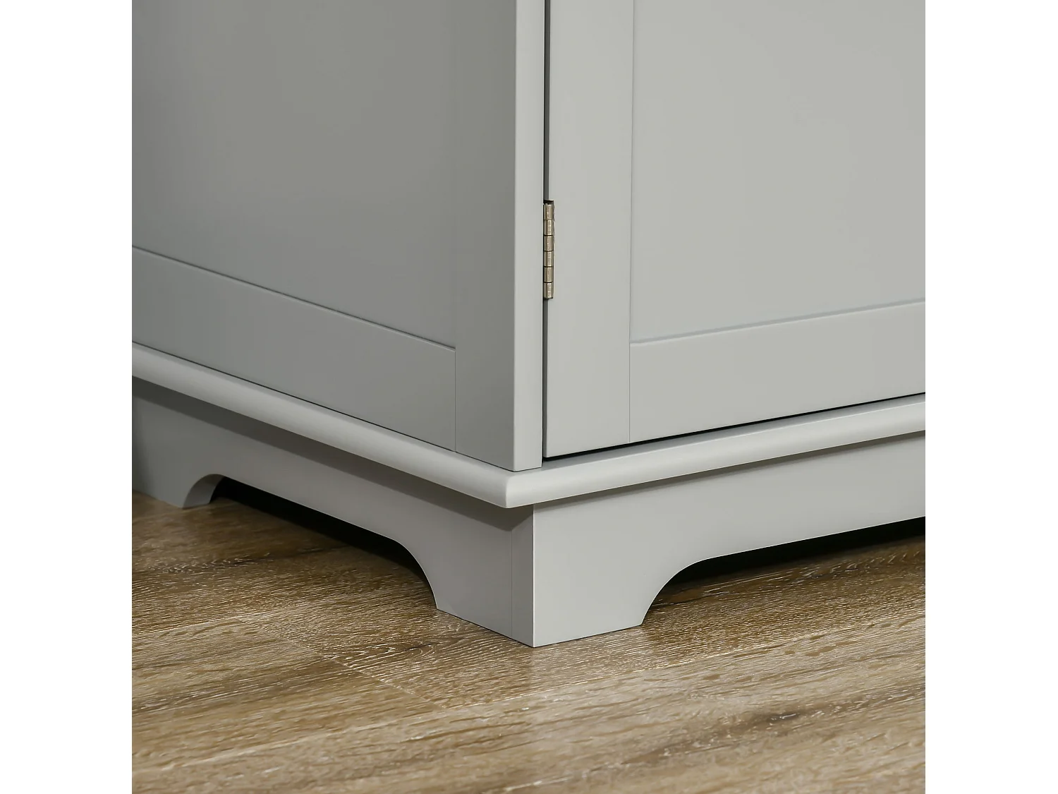 Totoro Grey Sideboard with Natural Rubberwood Top 3 Doors 3 Drawers 3 Shelves
