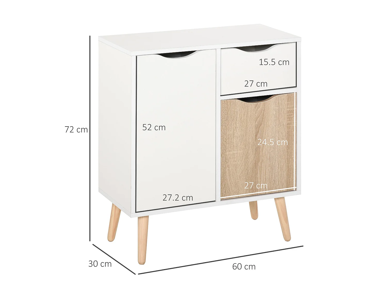 Roke Levi Brown Wood Sideboard Drawer and 2 Doors 60x30x72cm