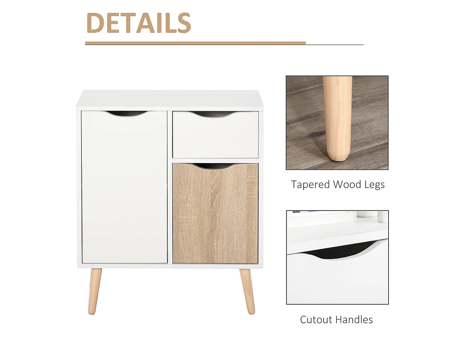 Roke Levi Brown Wood Sideboard Drawer and 2 Doors 60x30x72cm