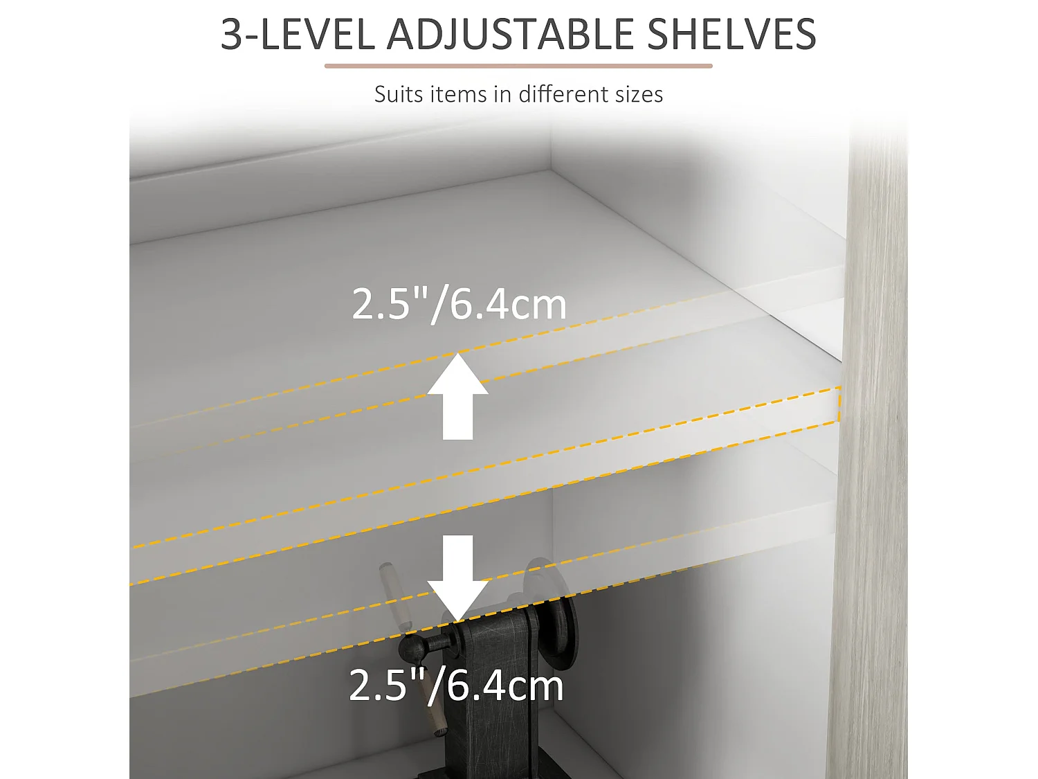 Sosule Sideboard 4 Doors 2 Shelves White Grey Black