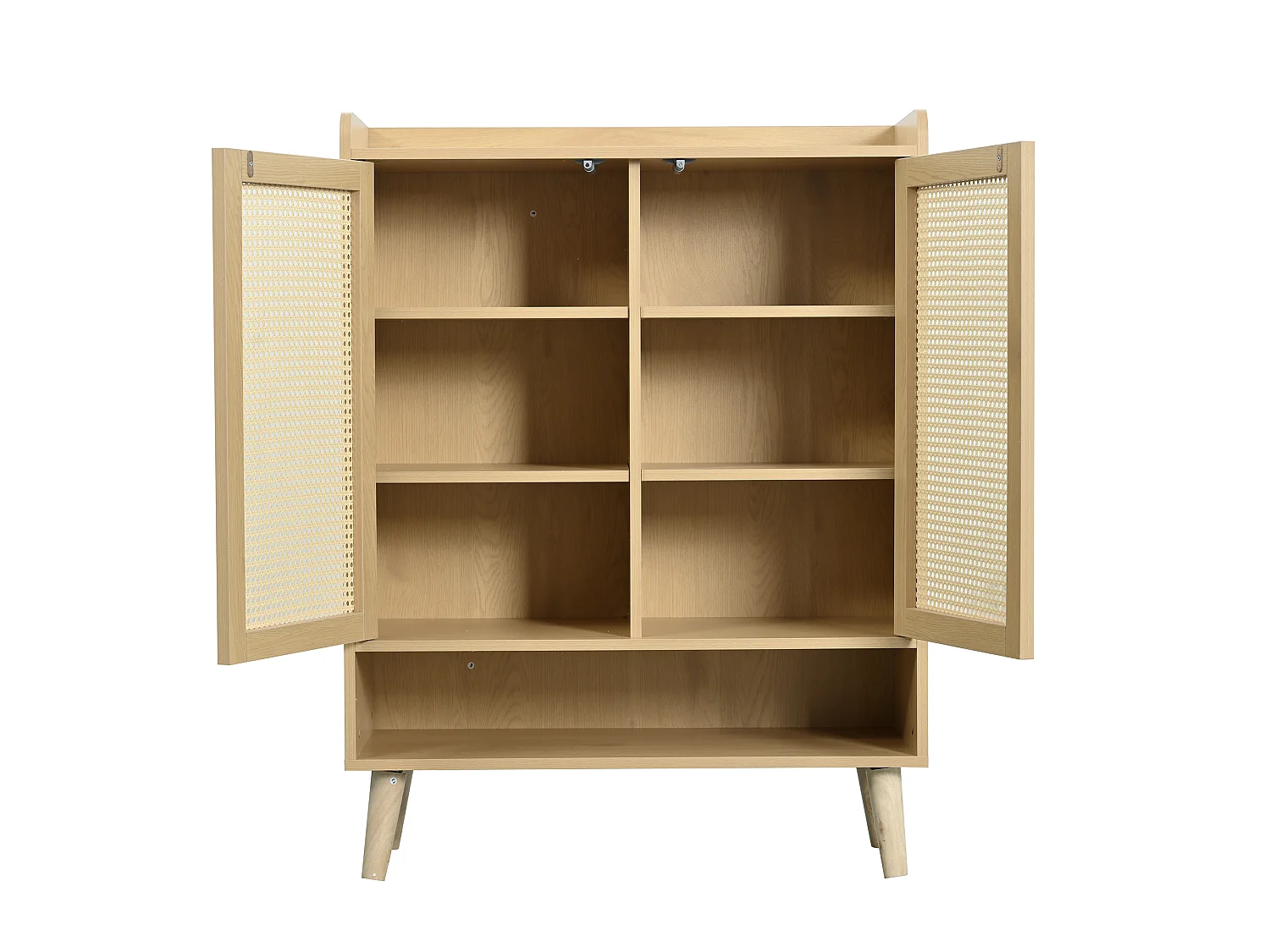 Low sideboard - with 2 doors and 6 shelves - Natural