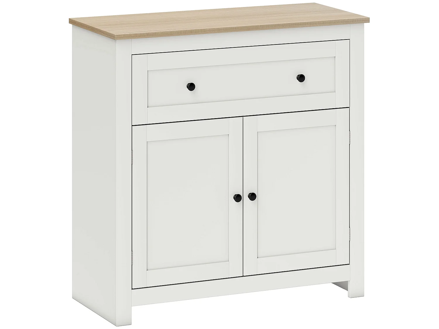 Viso Cream White Sideboard 2 Doors Drawer Adjustable Shelf Oak Accents