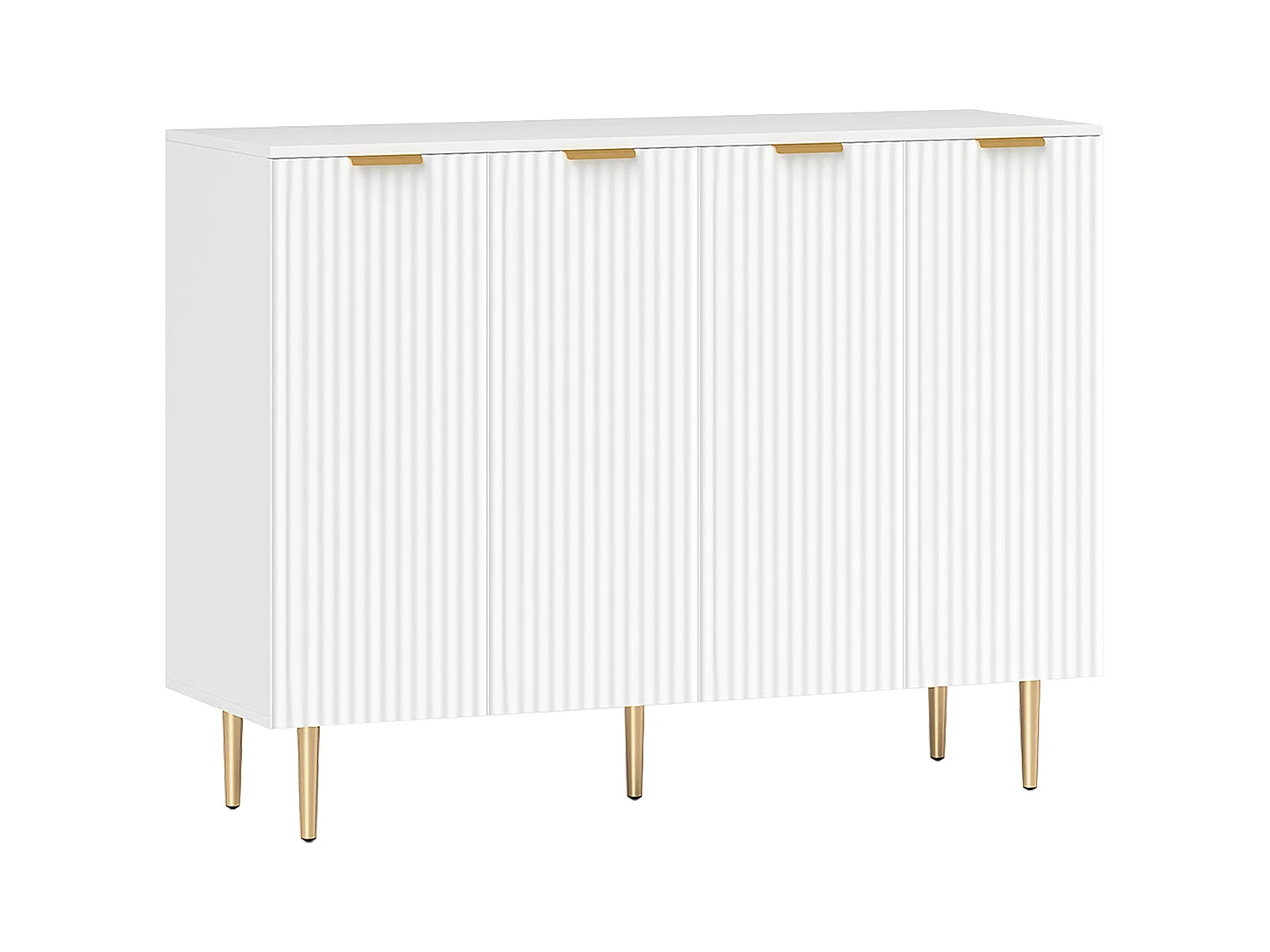 Vinotti 4 Door White Sideboard 2 Adjustable Shelves Metal Base