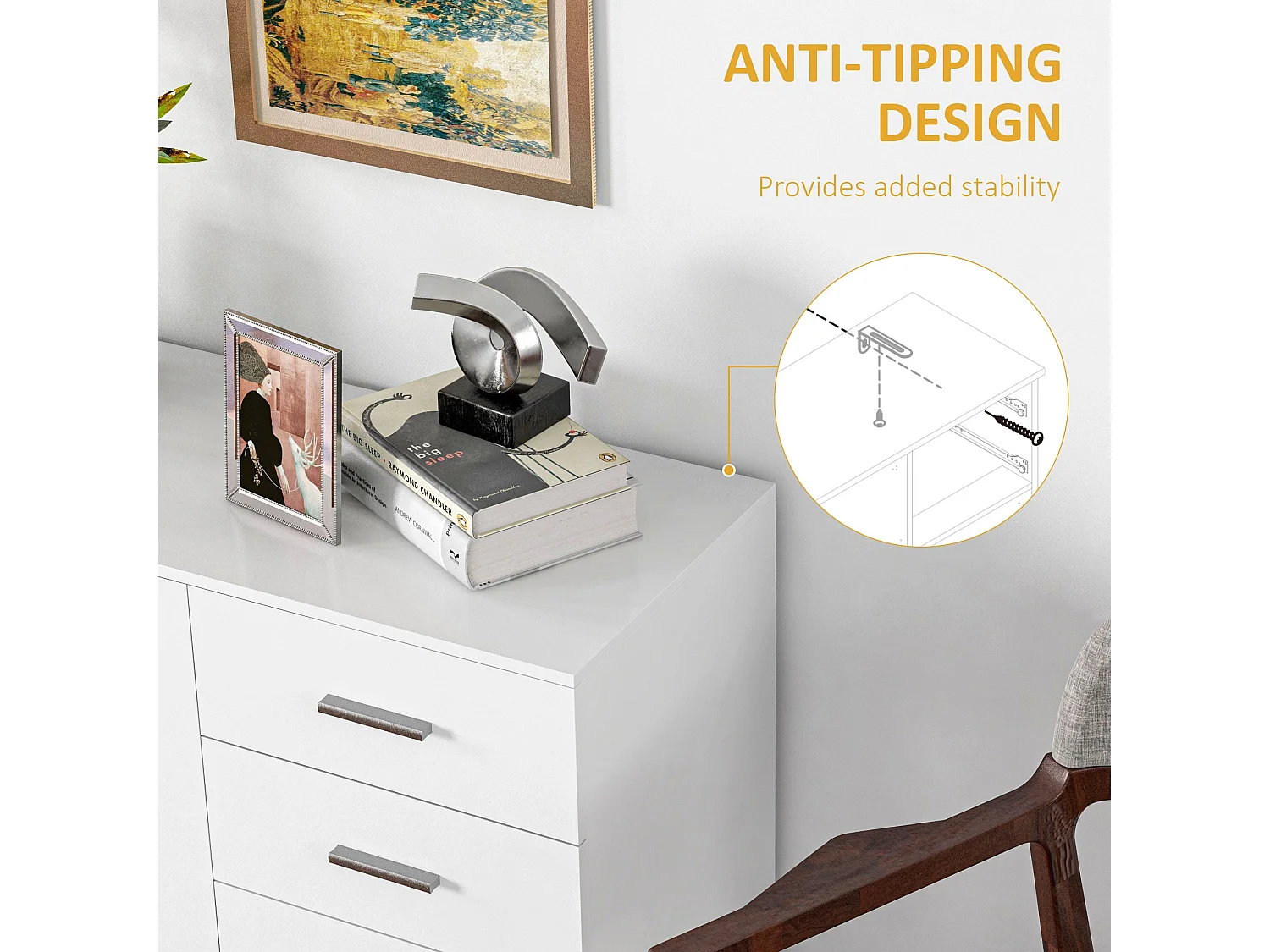 Fini Refa White Sideboard Modern 2 Drawers 3 Doors 106x35x76cm