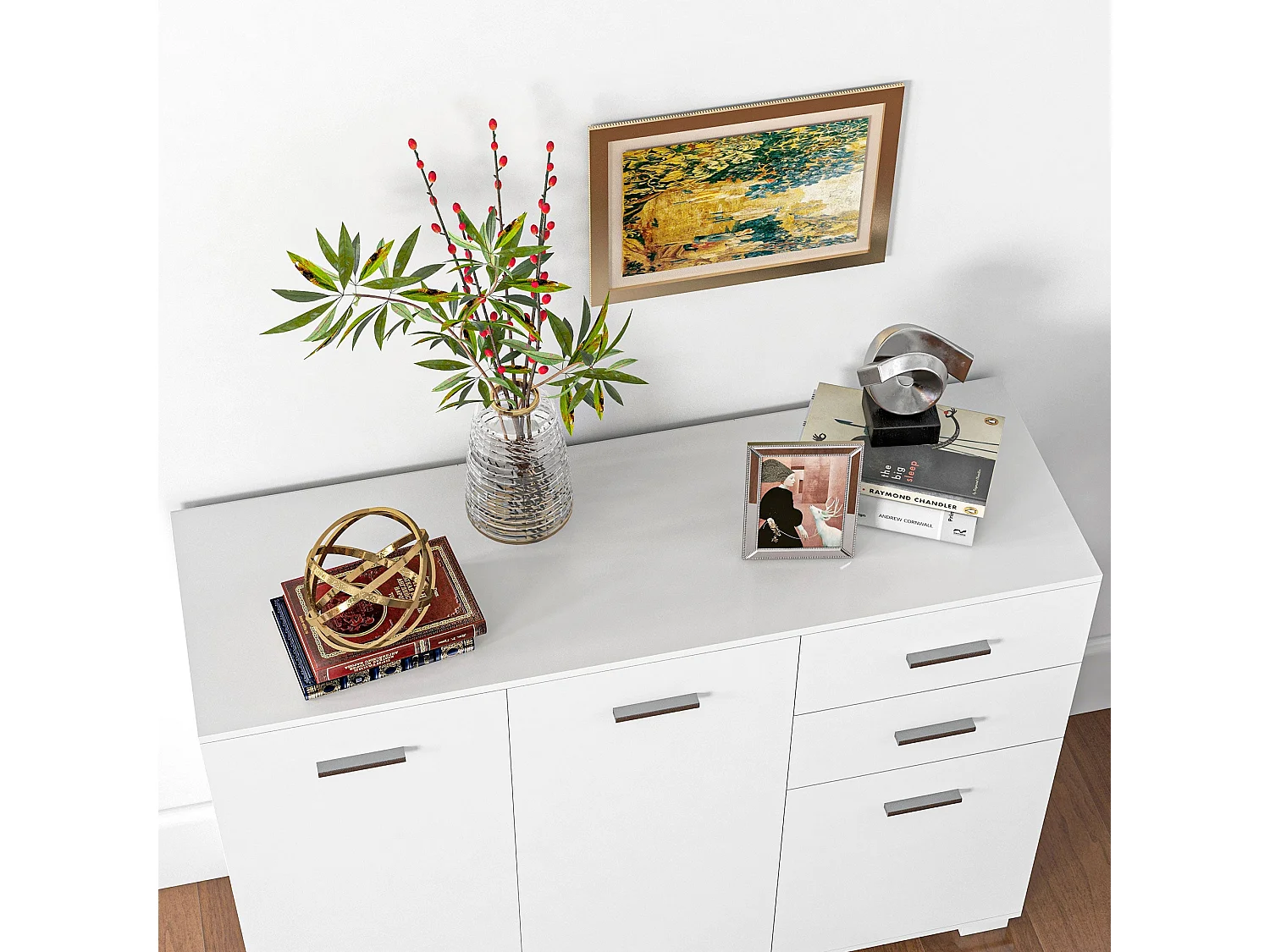 Fini Refa White Sideboard Modern 2 Drawers 3 Doors 106x35x76cm