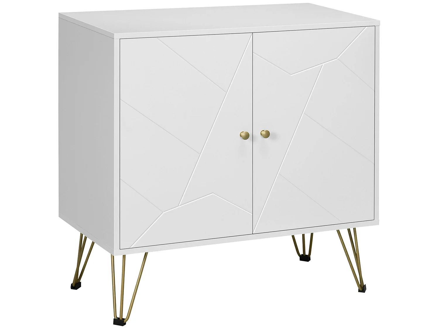 Vifiva Slim White Sideboard with Gold Hairpin Legs 2 Doors