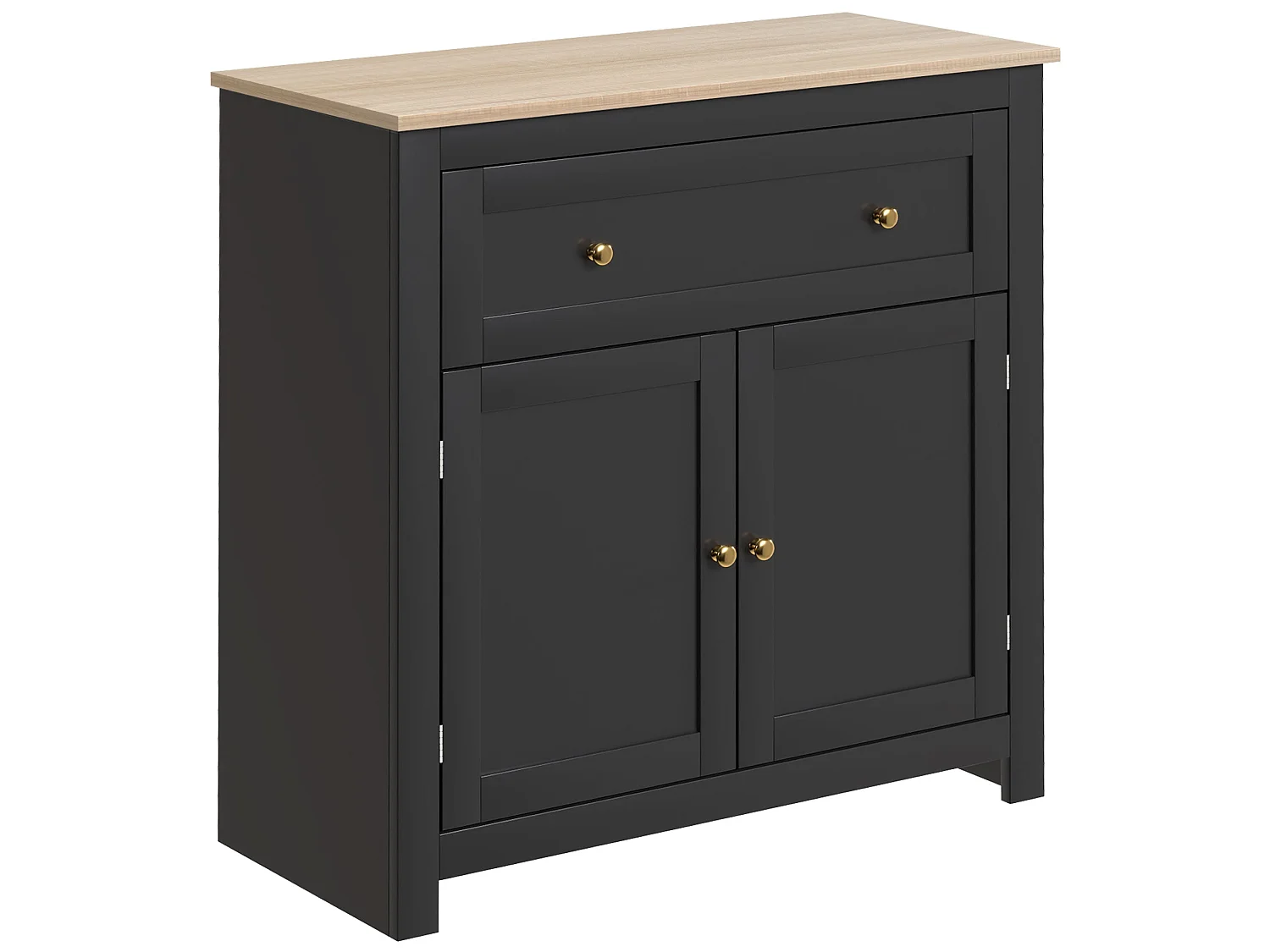 Elrere Black Sideboard Cabinet with Drawer Adjustable Shelf and Double Doors