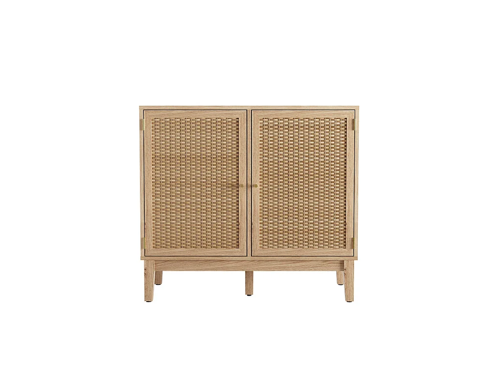 Waterford Oak and Rattan 2 Door Small Sideboard