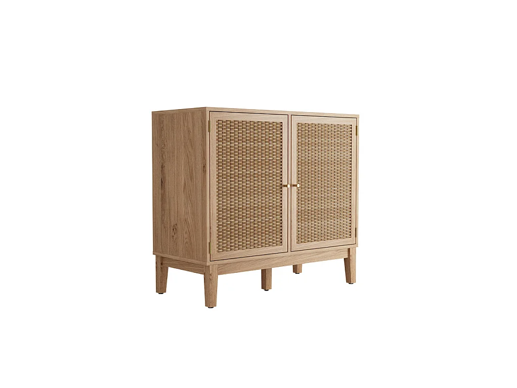Waterford Oak and Rattan 2 Door Small Sideboard
