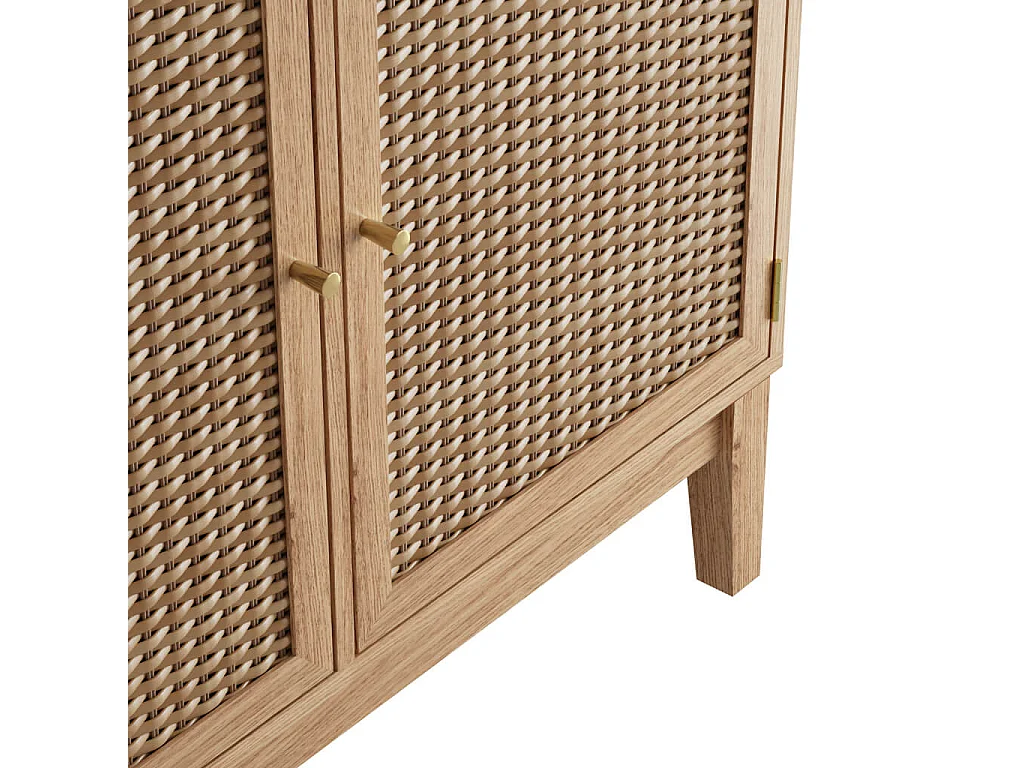 Waterford Oak and Rattan 2 Door Small Sideboard