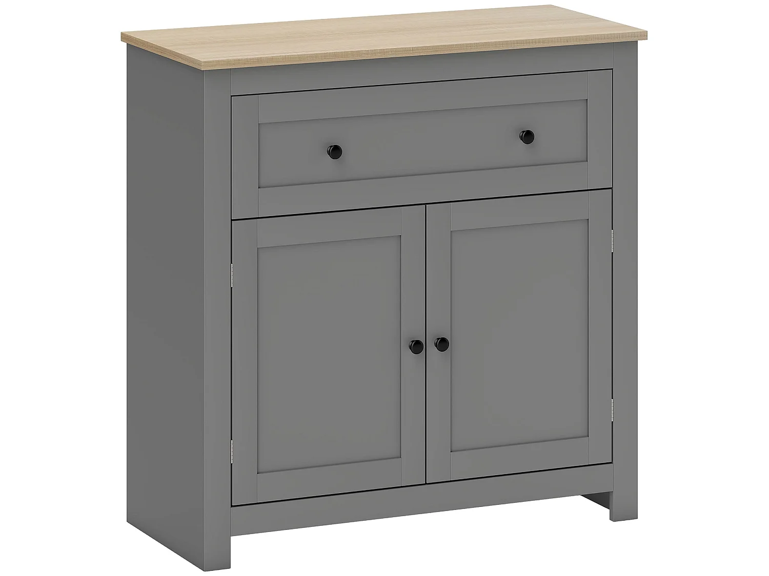 Venisa Grey and Oak Sideboard Modern Storage Cabinet with Drawer and Double Doors