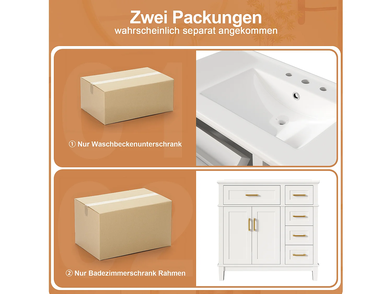 Bathroom vanity unit with a ceramic sink 90x46x87 cm - 4 drawers and 3 doors - White