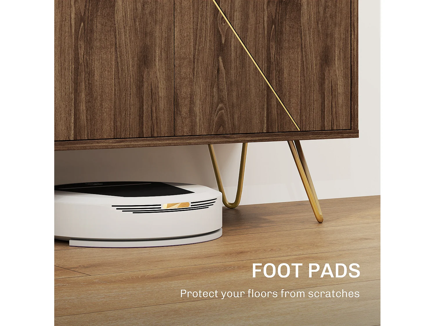Fafi Napa Brown Sideboard with Gold Lines and Hairpin Legs