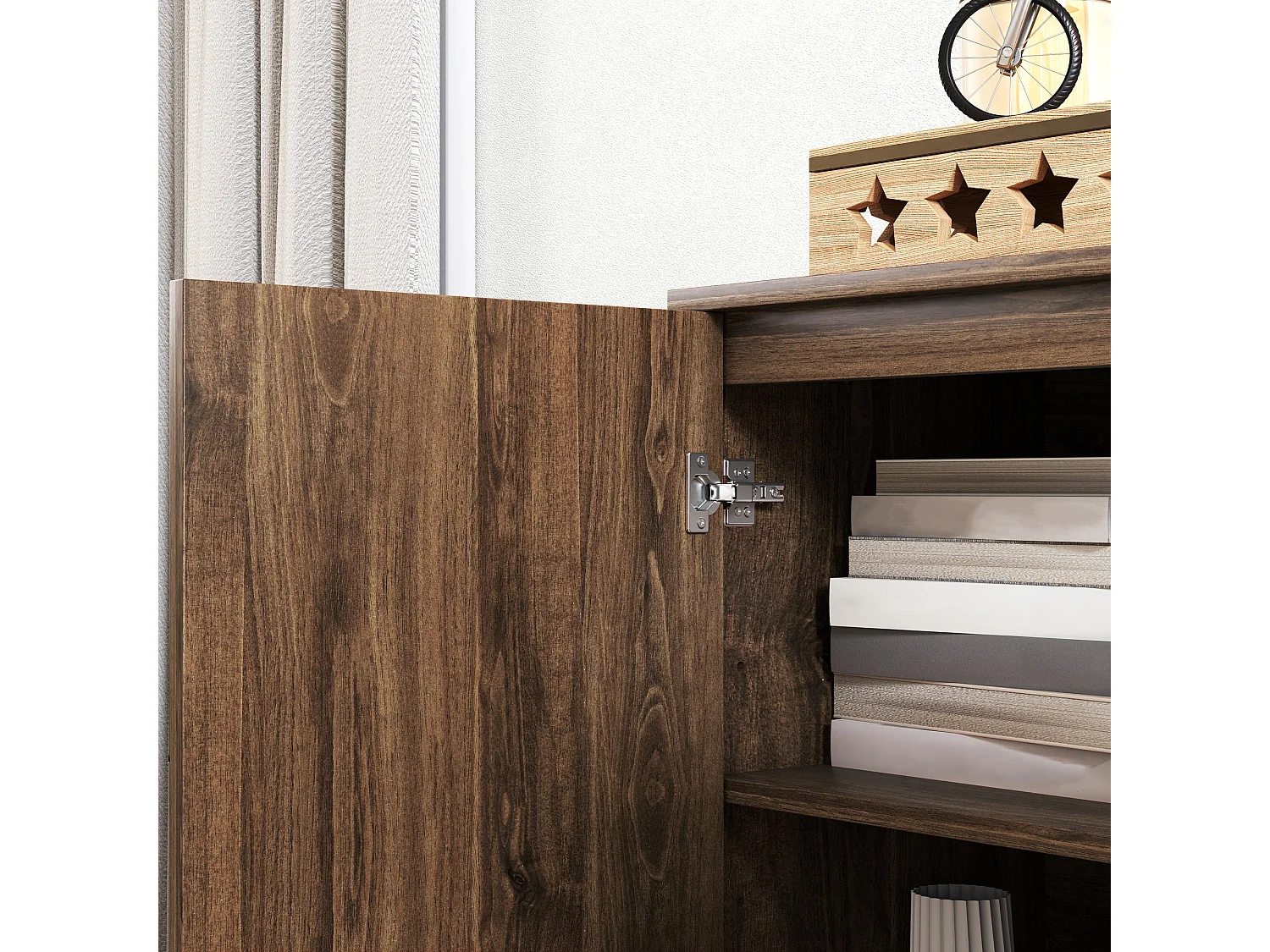 Fafi Napa Brown Sideboard with Gold Lines and Hairpin Legs