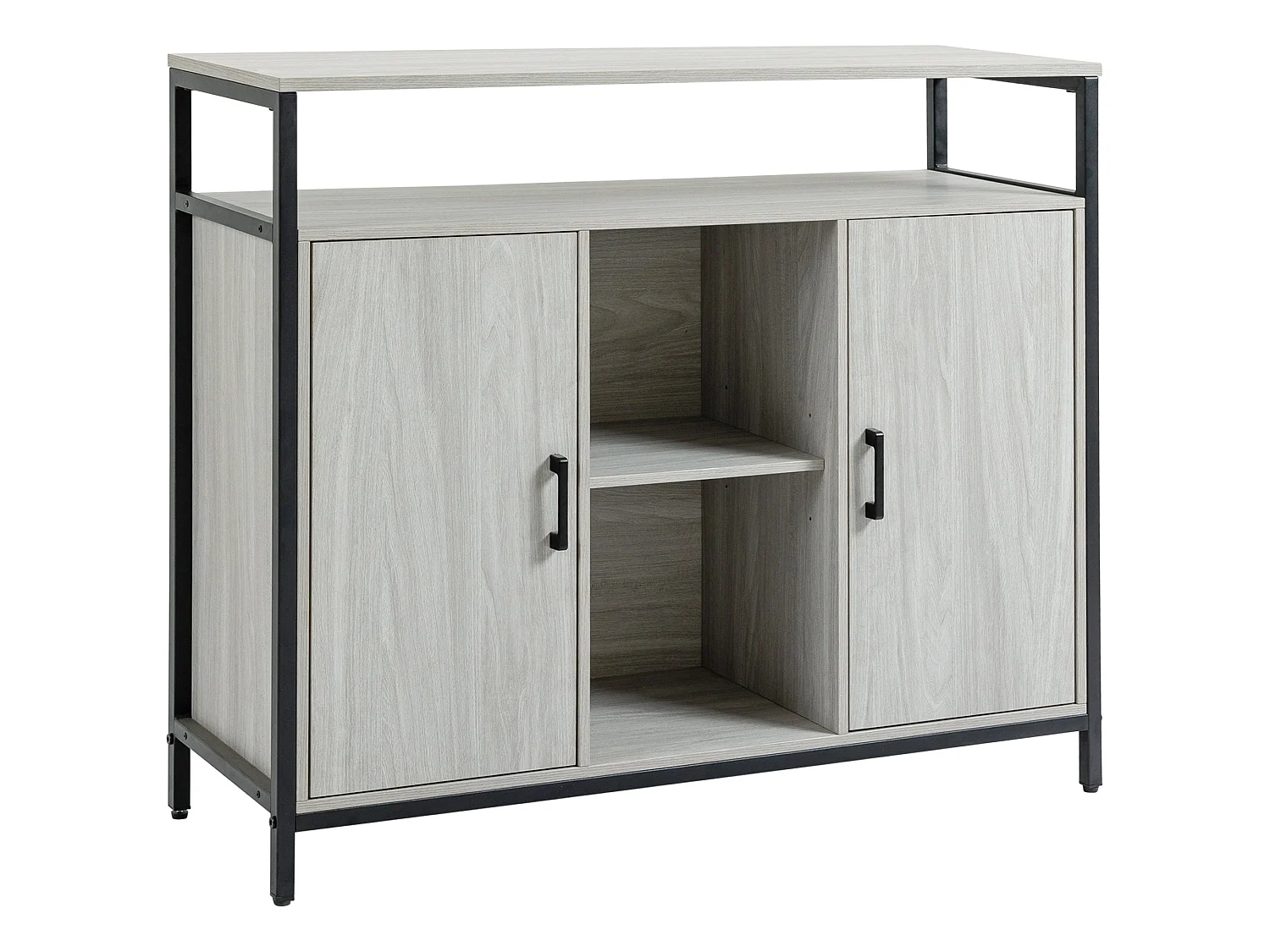 Vara Light Grey Sideboard with Powder Coated Steel Frame 2 Doors and 4 Adjustable Shelves