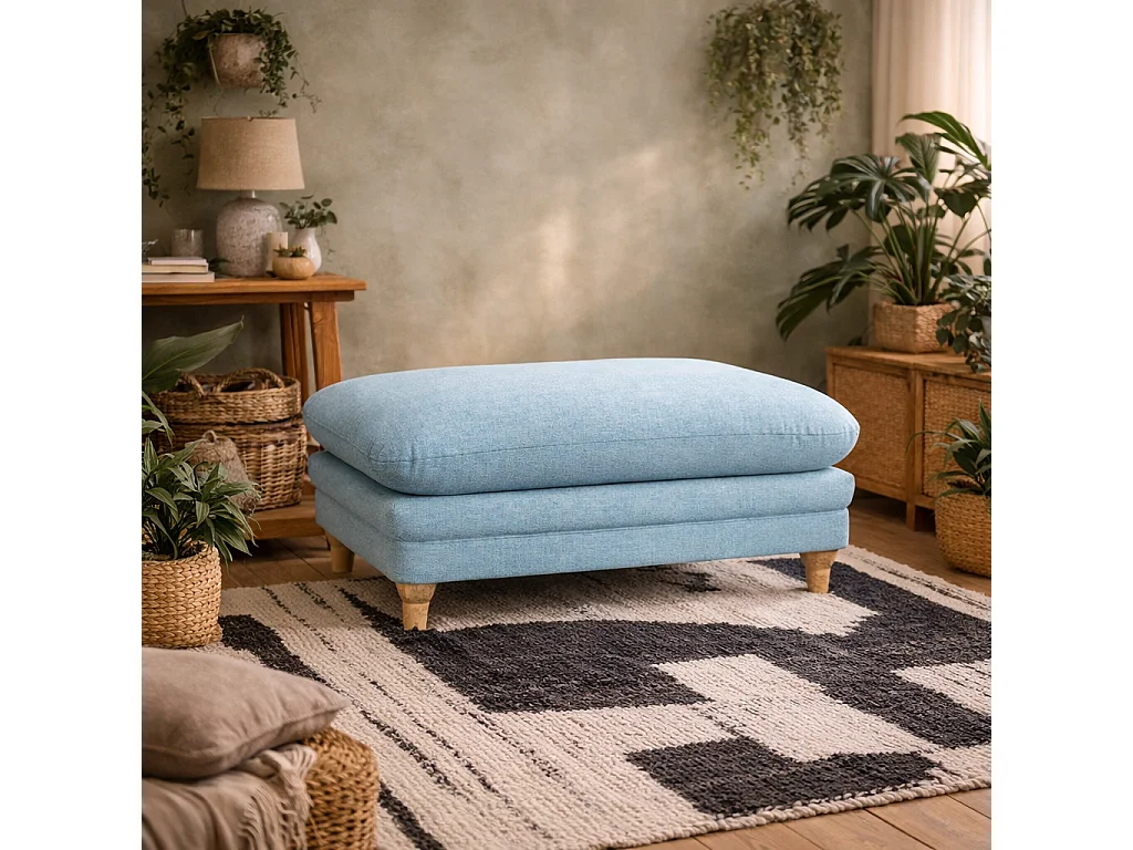 Bambola Retro Duck Egg Blue Chenille Rectangular Footstool