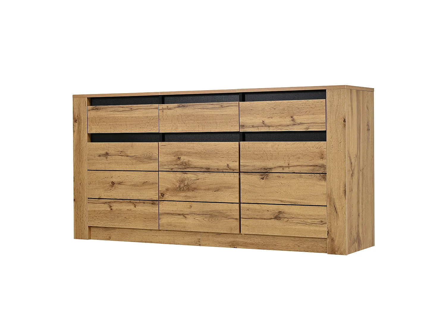 Buffet moderne 135×35×70 cm - Commode 3 tiroirs et 3 portes - Finition bois - Panneaux de particules - Naturel
