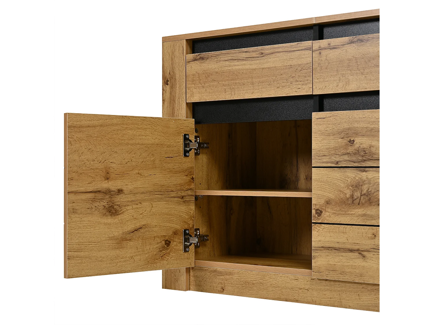 Buffet moderne 135×35×70 cm - Commode 3 tiroirs et 3 portes - Finition bois - Panneaux de particules - Naturel
