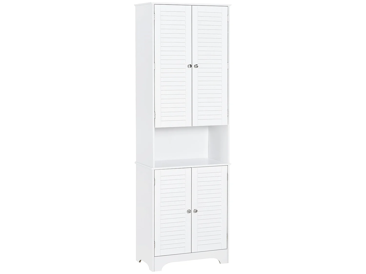 Vihave Tall Freestanding Bathroom Cabinet with Shutter Doors and Raised Base White