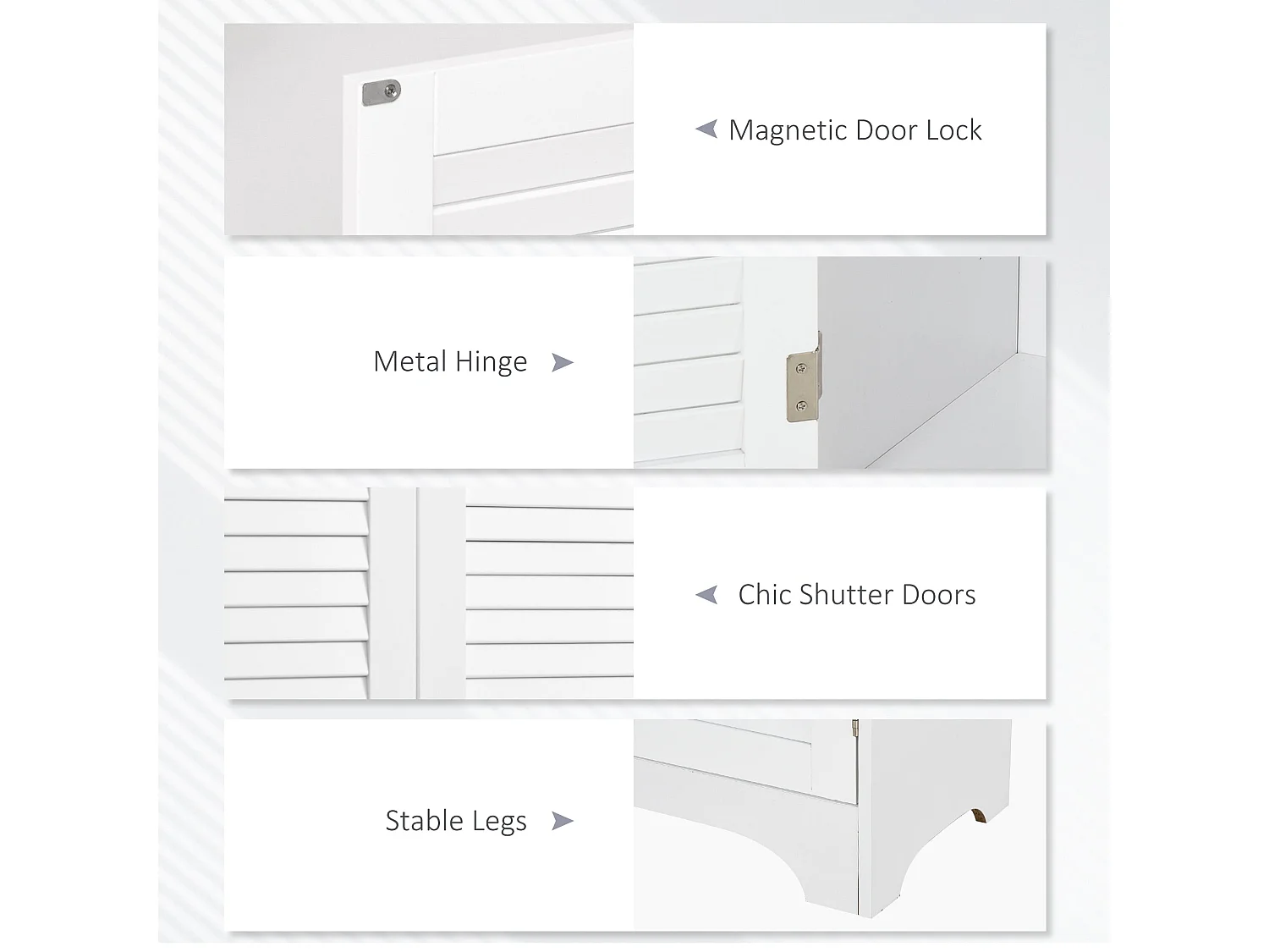 Vihave Tall Freestanding Bathroom Cabinet with Shutter Doors and Raised Base White