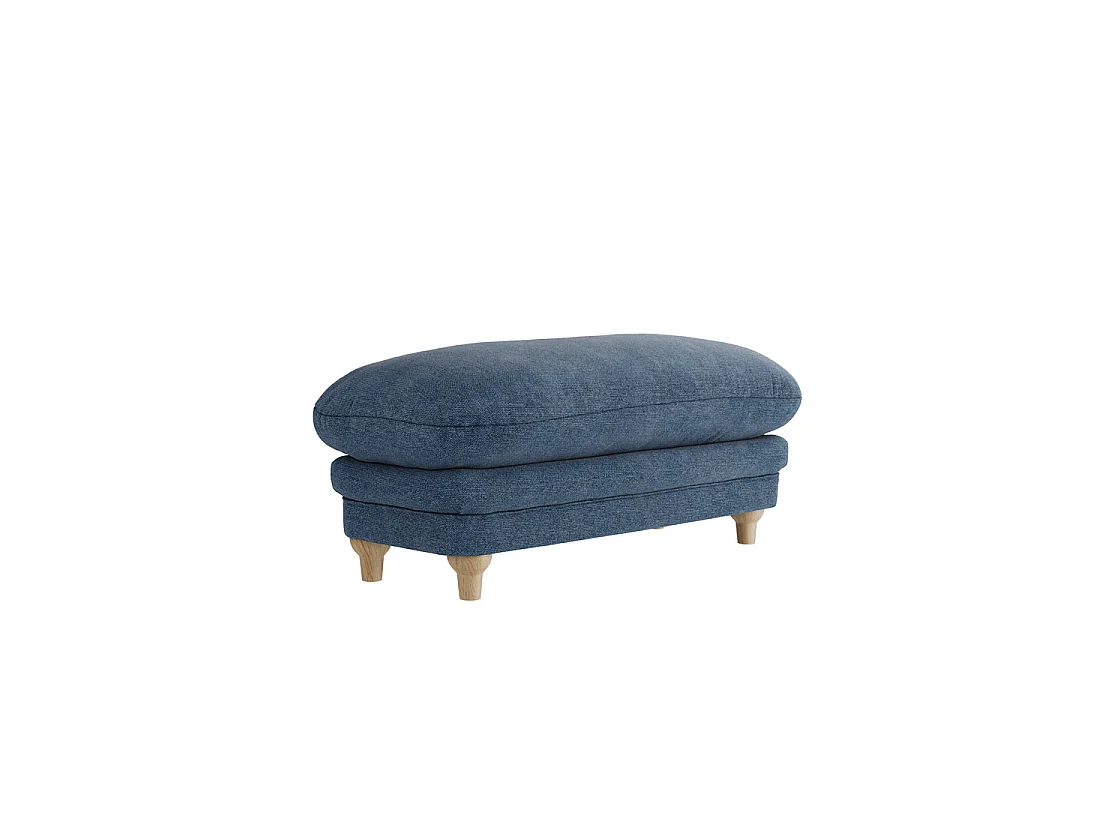 Bambola Retro Rectangular Denim Chenille Footstool Cushioned Ottoman