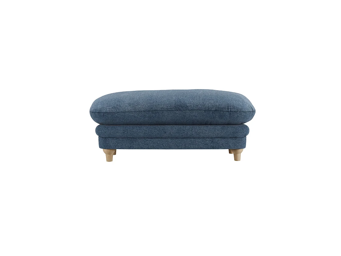 Bambola Retro Rectangular Denim Chenille Footstool Cushioned Ottoman