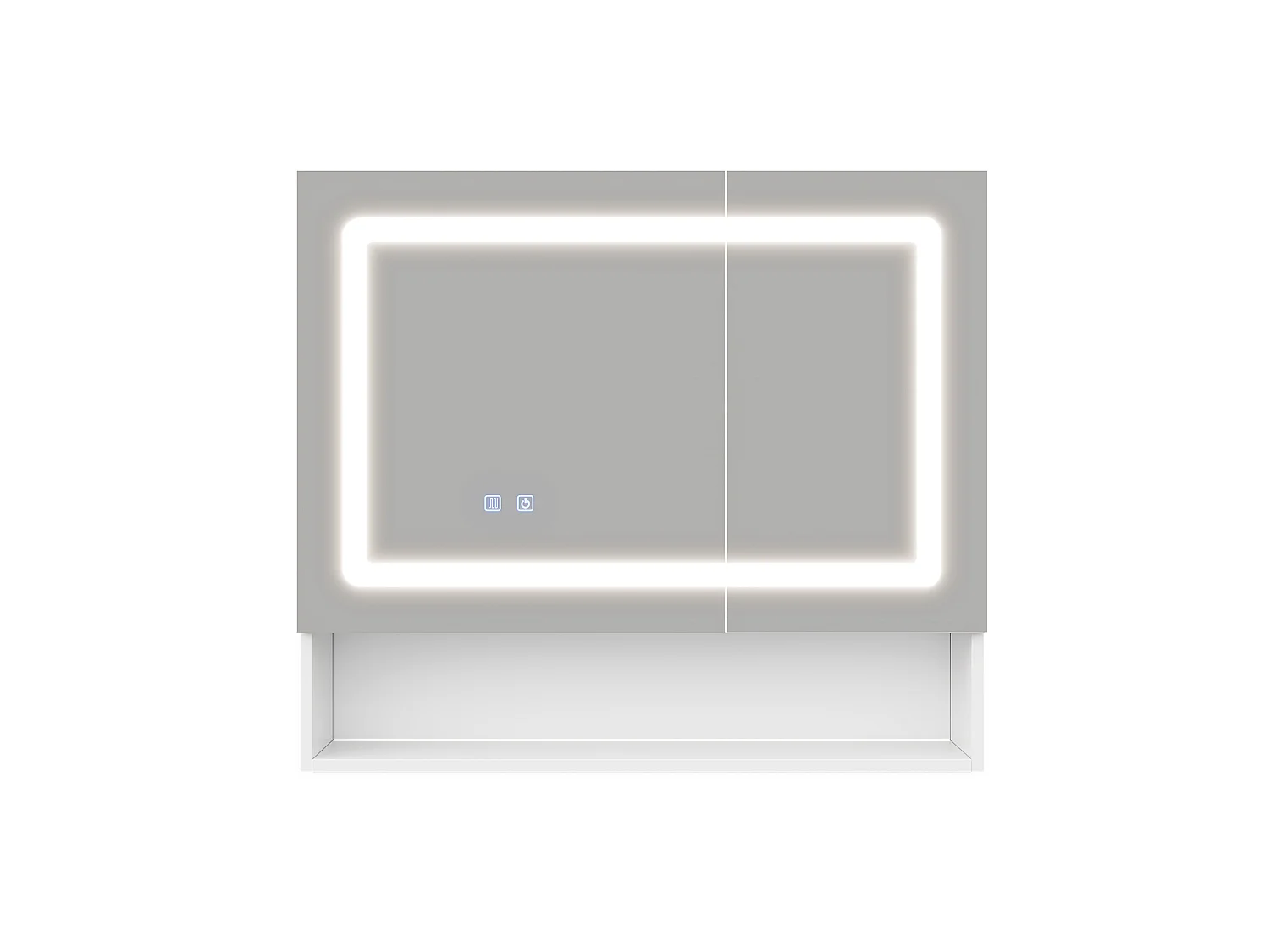 Meuble de salle de bain mural avec miroir - 80x17x70 cm - Avec LED et 2 portes - Déshumidification instantanée - MDF - Blanc