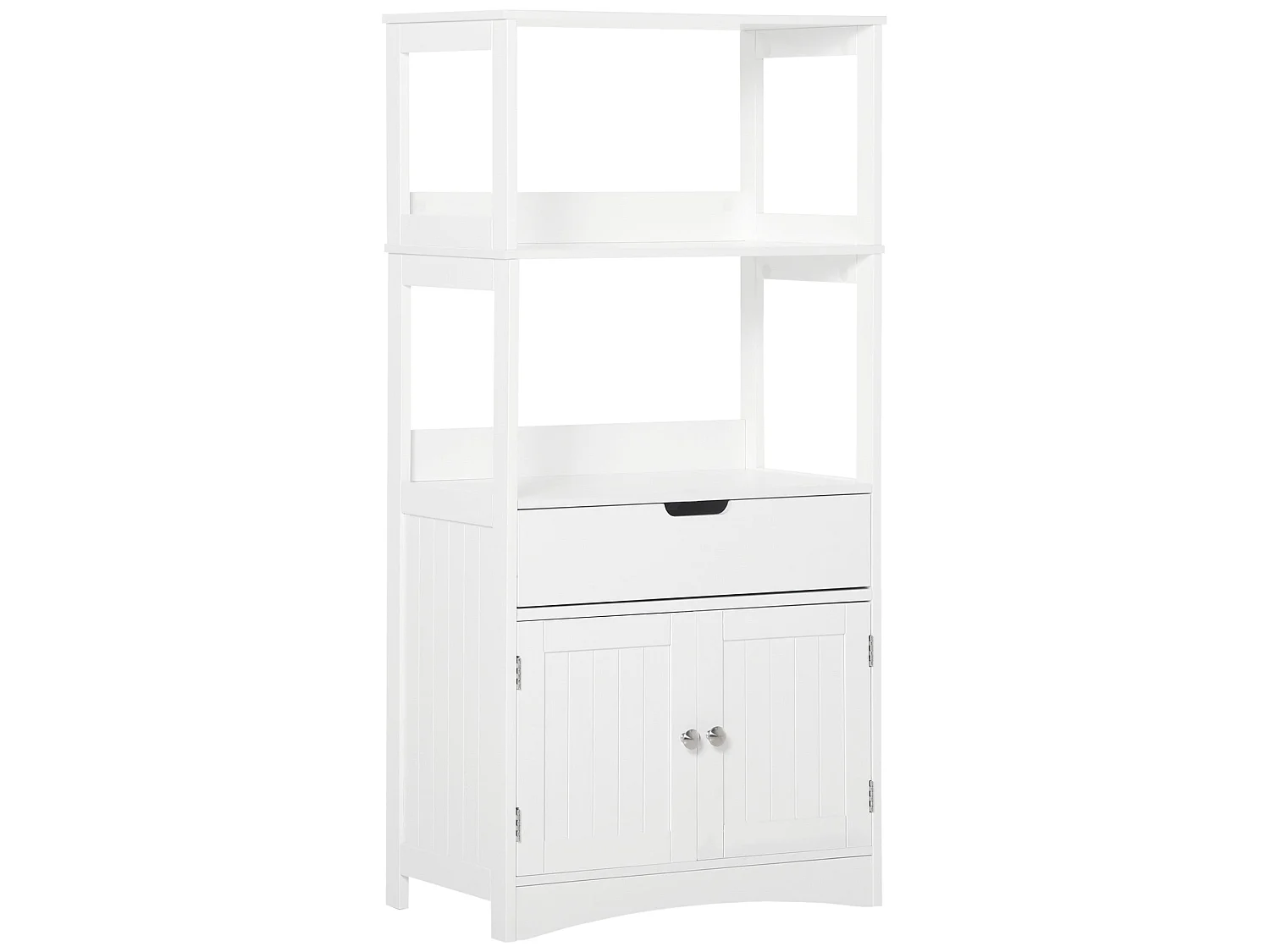 Disarike White Freestanding Storage Cabinet Shelves Drawer and Double Doors 60x33x122.5cm