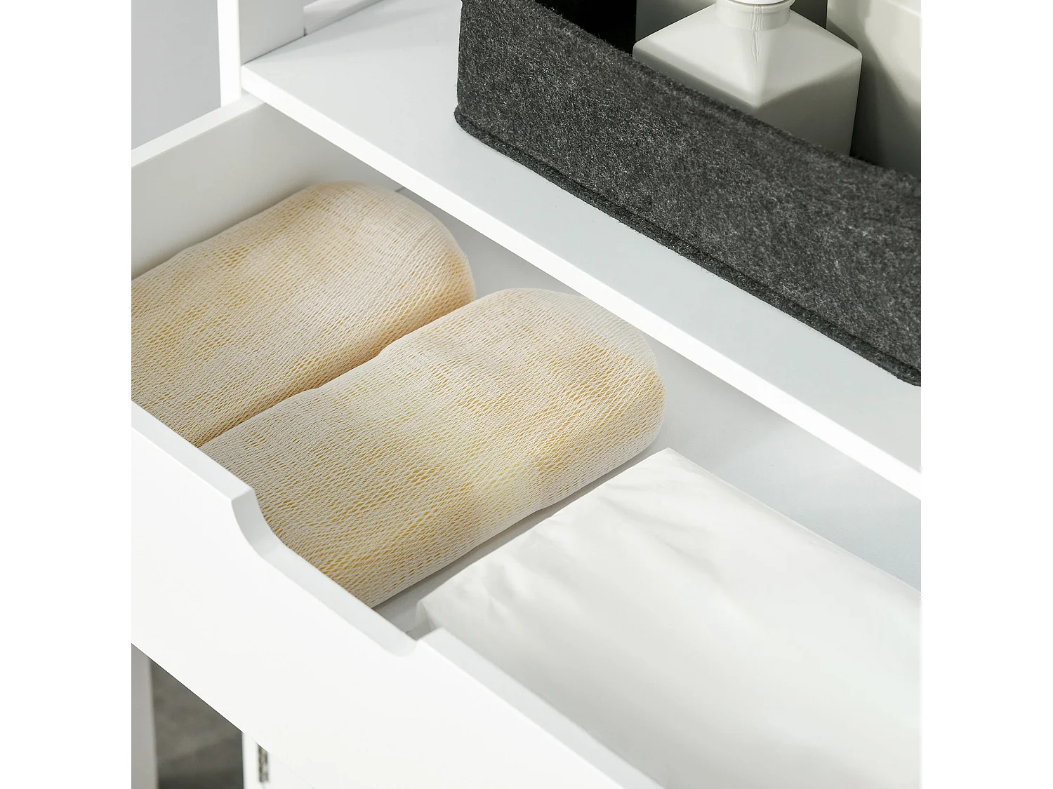 Disarike White Freestanding Storage Cabinet Shelves Drawer and Double Doors 60x33x122.5cm