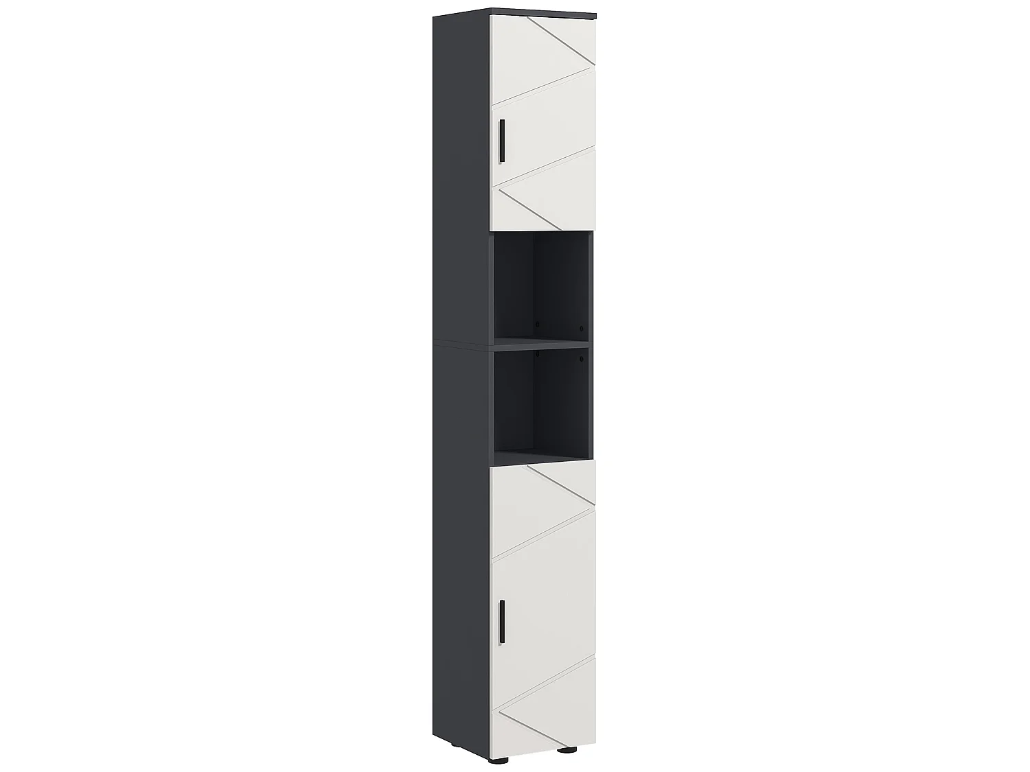 Nomalo Tall Minimalist Bathroom Cabinet with Embossed Front and Adjustable Shelves Grey