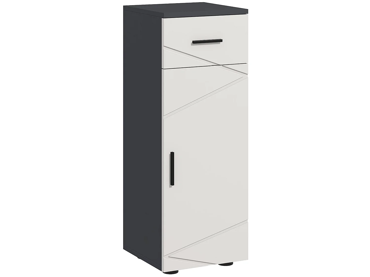 Gazzeta Slim Two Tone Grey Bathroom Cabinet with Drawer and Cupboard