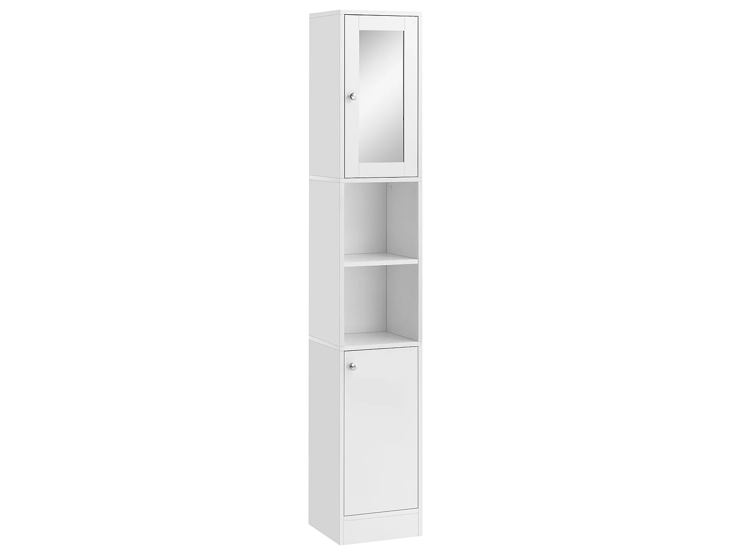 Sokana Tall Freestanding Bathroom Cabinet with Mirror and Adjustable Shelves White