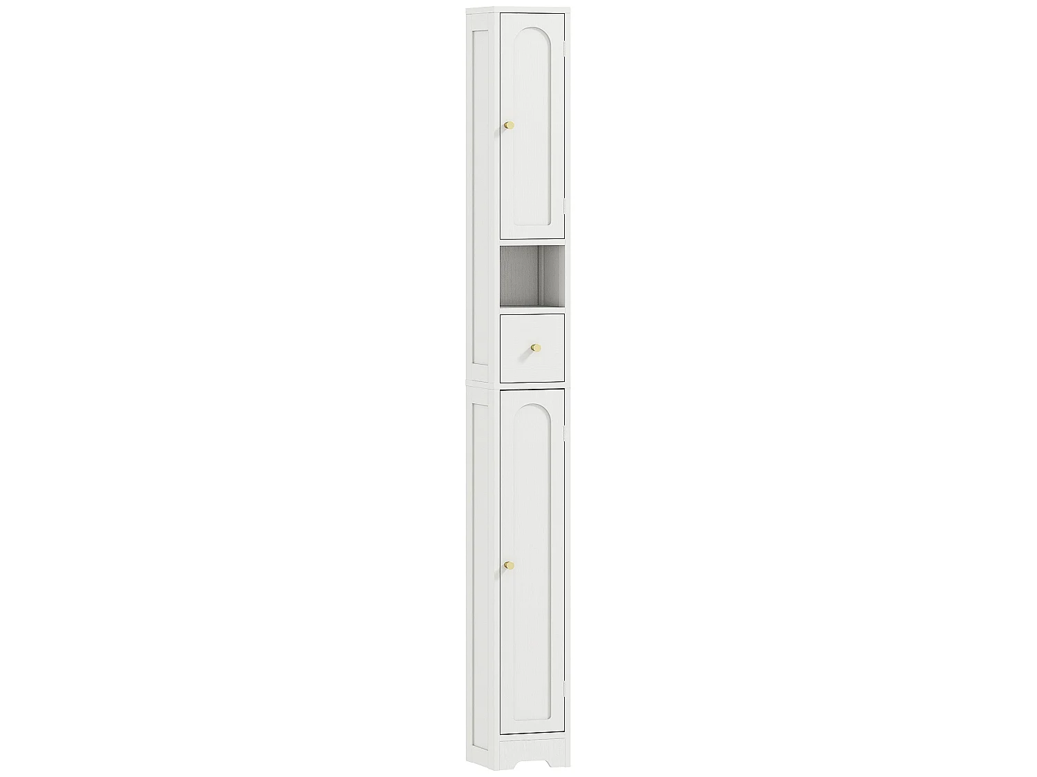 Extra Tall White Bathroom Storage Cabinet with Arched Doors 185cm