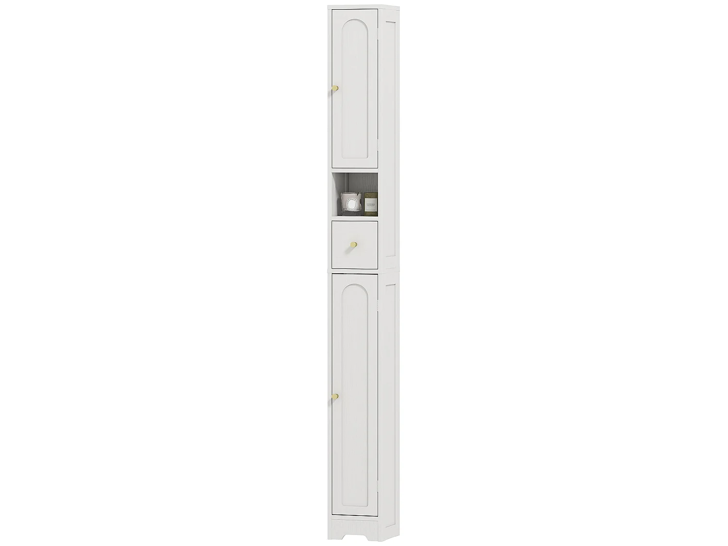 Extra Tall White Bathroom Storage Cabinet with Arched Doors 185cm