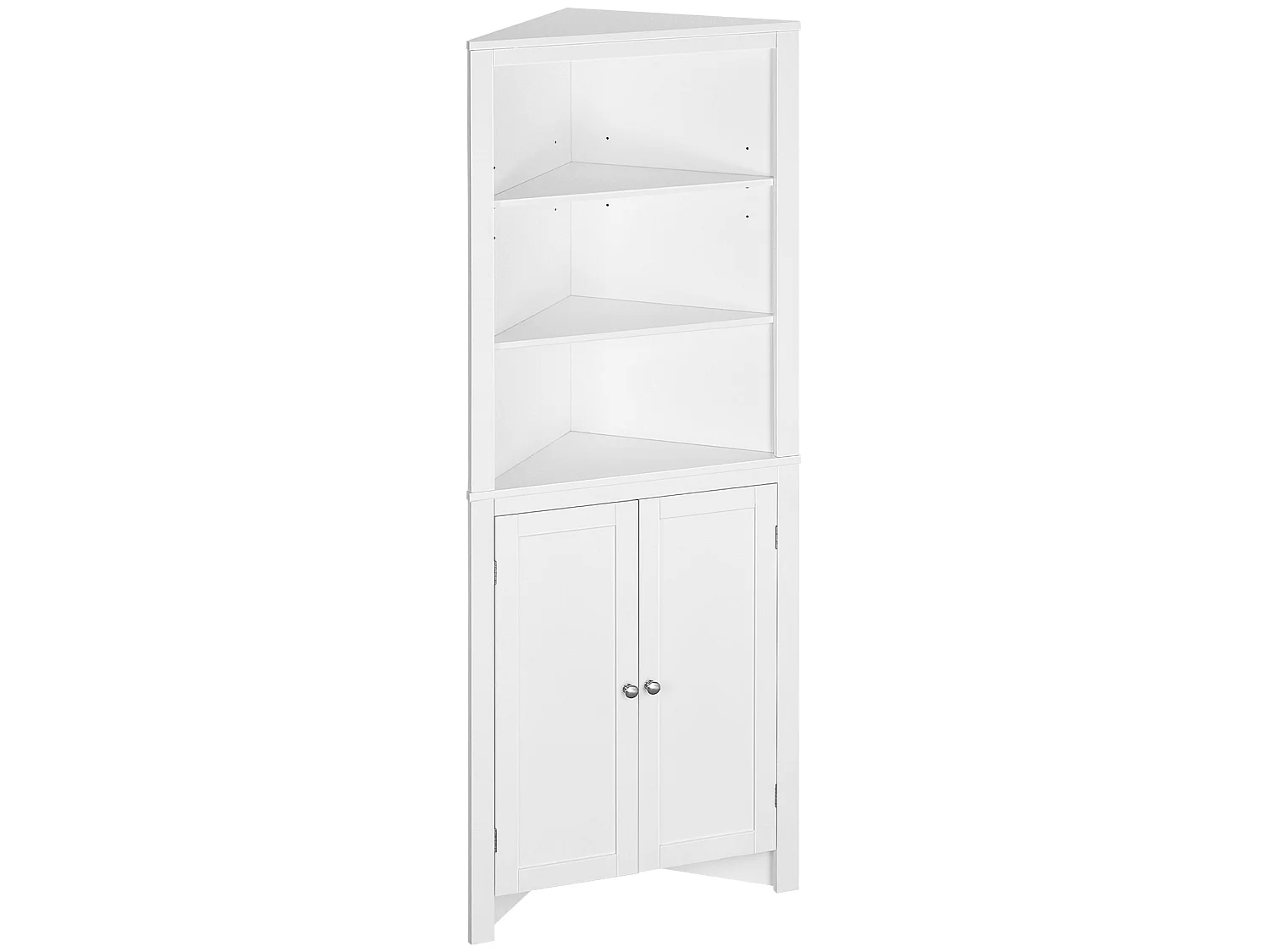Dotre Corner Bathroom Cabinet White 3 Tier Shelves with Cupboard