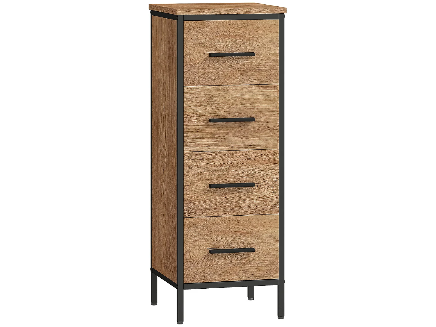 Nita Narrow 4 Drawer Bathroom Cabinet Oak Finish