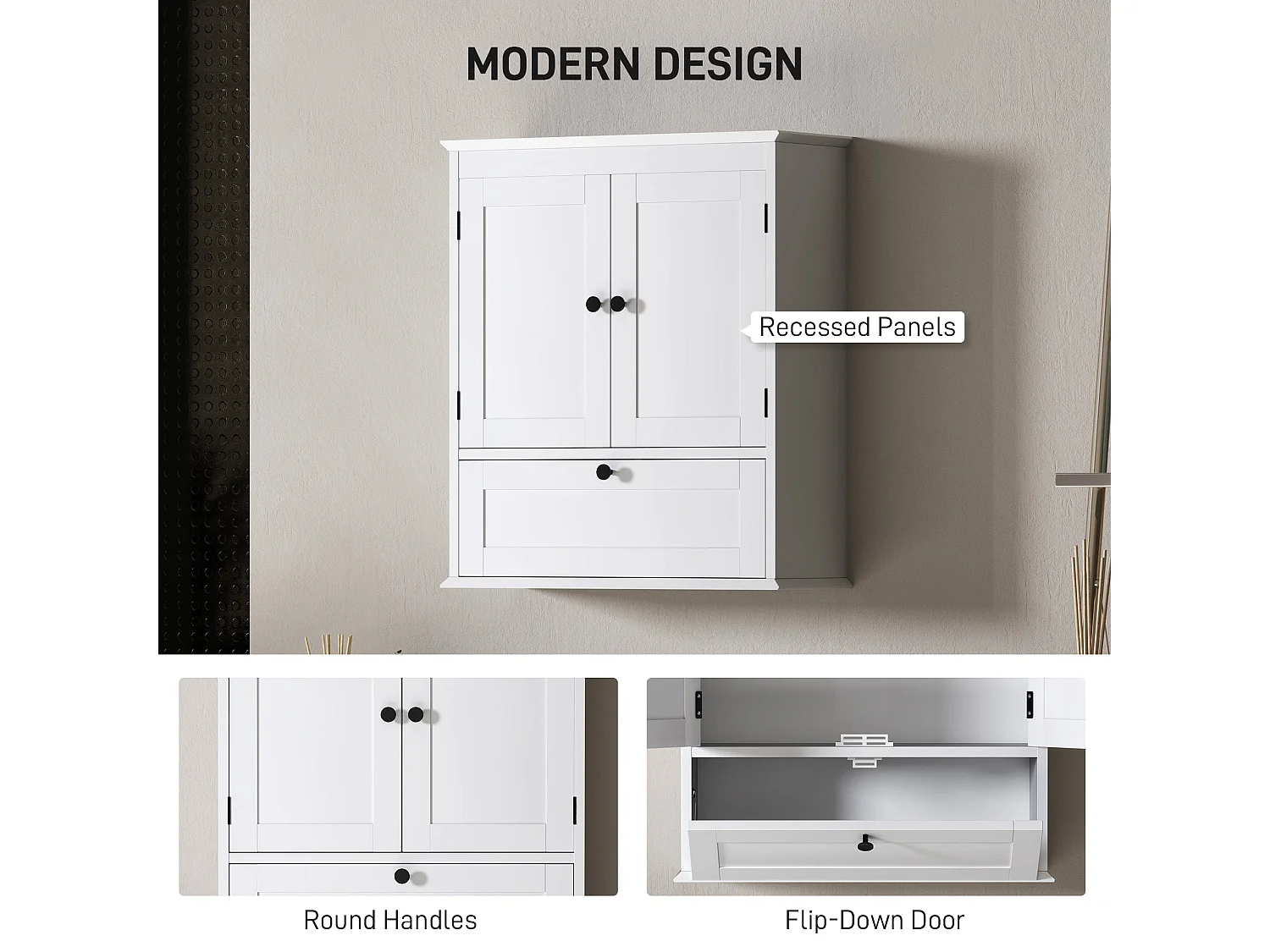 Nelavi Wall Mounted Bathroom Cabinet 55x22x62cm White