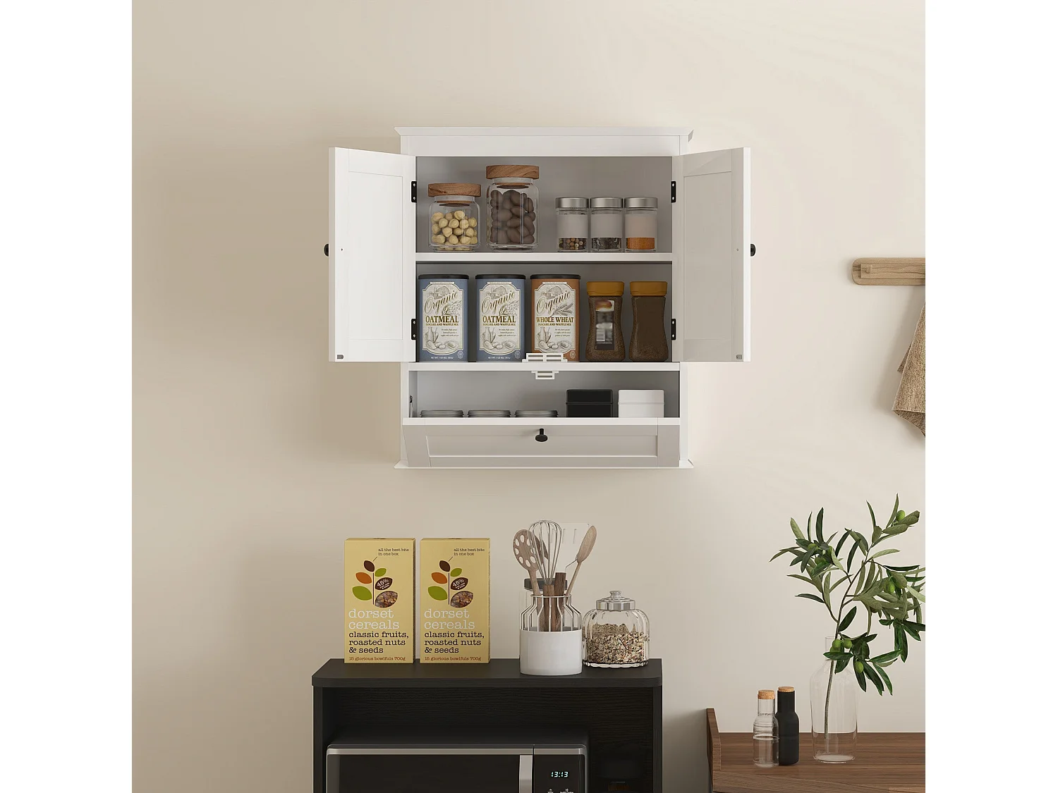 Nelavi Wall Mounted Bathroom Cabinet 55x22x62cm White