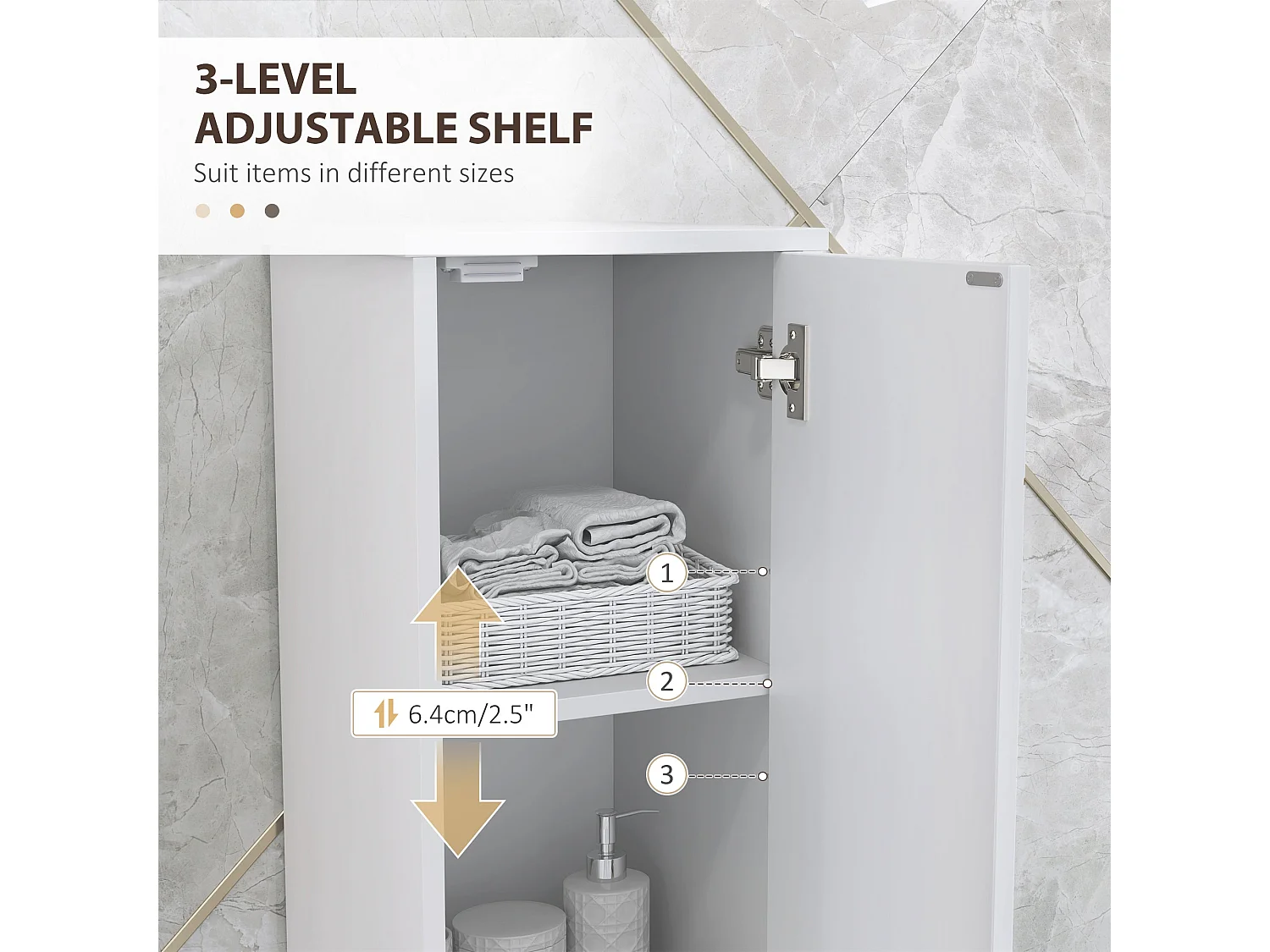 Conosu Slim Freestanding Bathroom Cabinet 30x30x170cm White Adjustable Shelves Hinged Doors