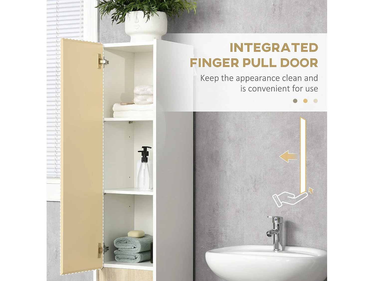 Moka Tall Freestanding Bathroom Cabinet 5 Tier Adjustable Shelving White