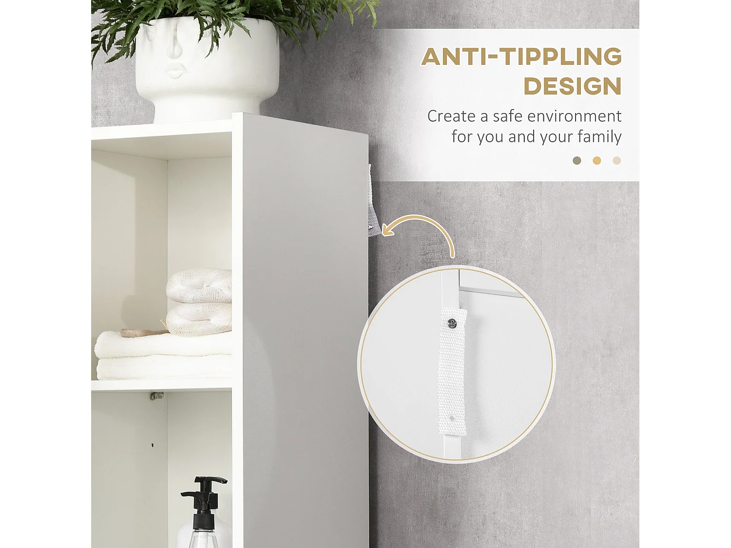 Moka Tall Freestanding Bathroom Cabinet 5 Tier Adjustable Shelving White