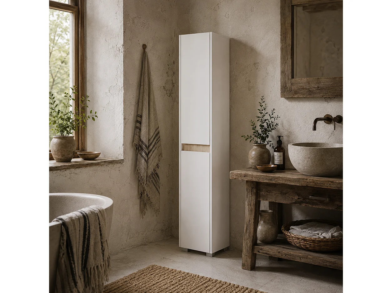 Moka Tall Freestanding Bathroom Cabinet 5 Tier Adjustable Shelving White