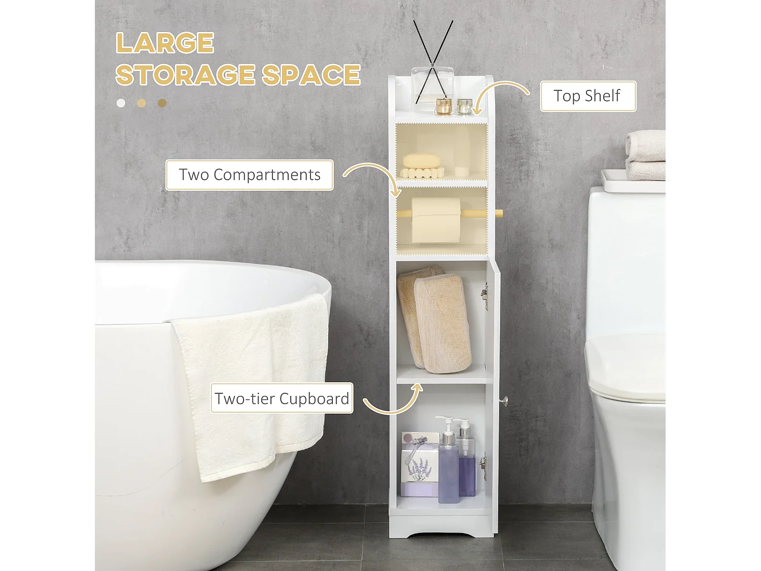 Vale Compact Narrow Bathroom Cabinet White